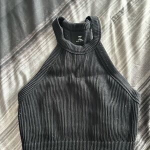 Aerie Black Ribbed Crop Top